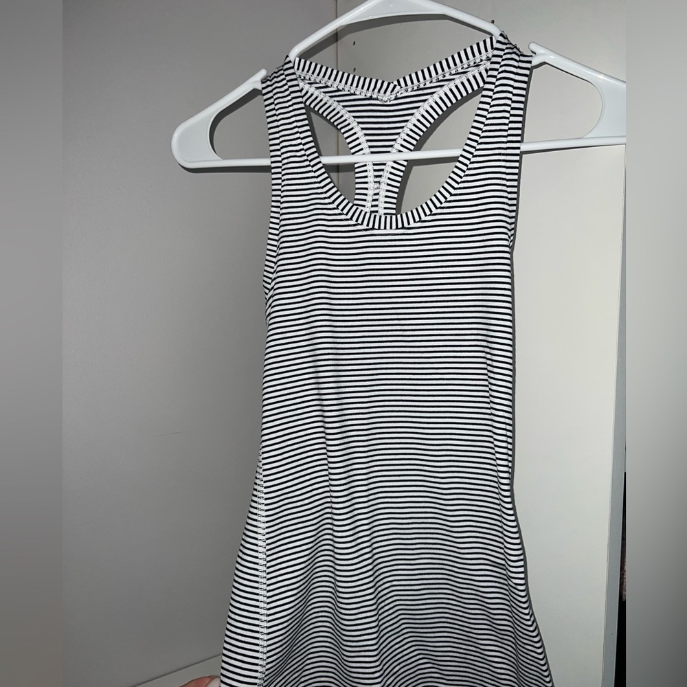 Size 2 Lululemon Tank in Black and White Stripes